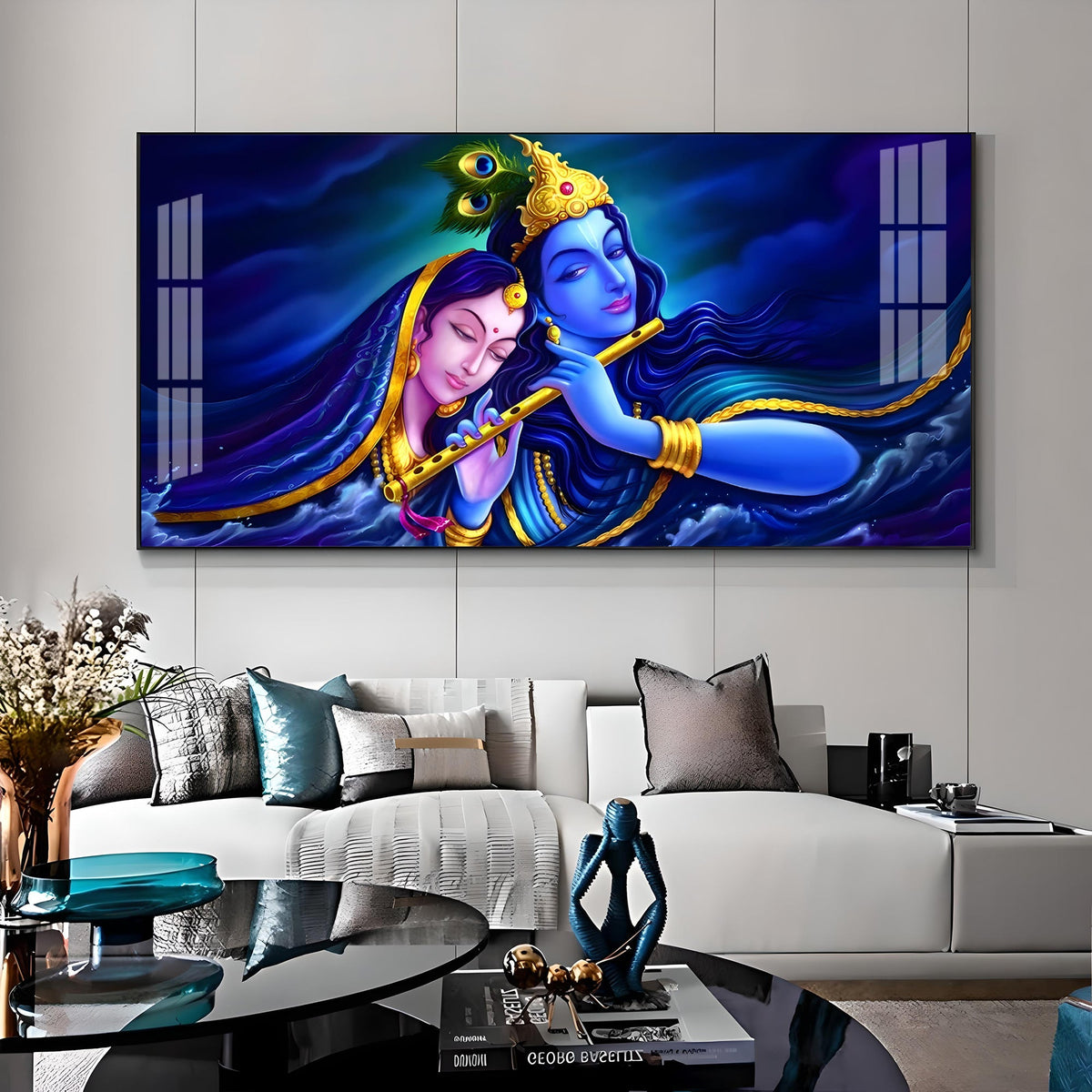 Credence Radha Krishna Love Premium Acrylic Horizontal Wall Art