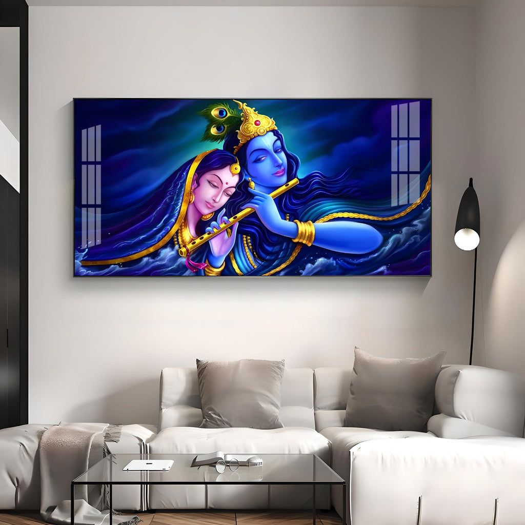 Credence Radha Krishna Love Premium Acrylic Horizontal Wall Art