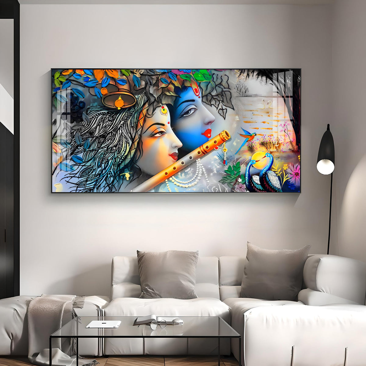 Radha Krishna Unforgetable Love Pemium Acrylic Horizontal Wall Art