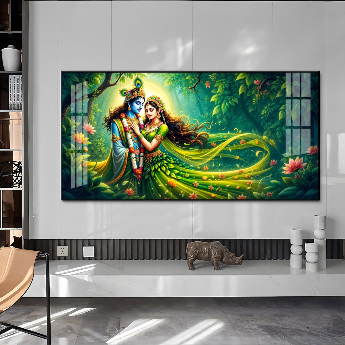 Forest of Radha Krishna Eternal Love Premium Acrylic Horizontal Wall Art