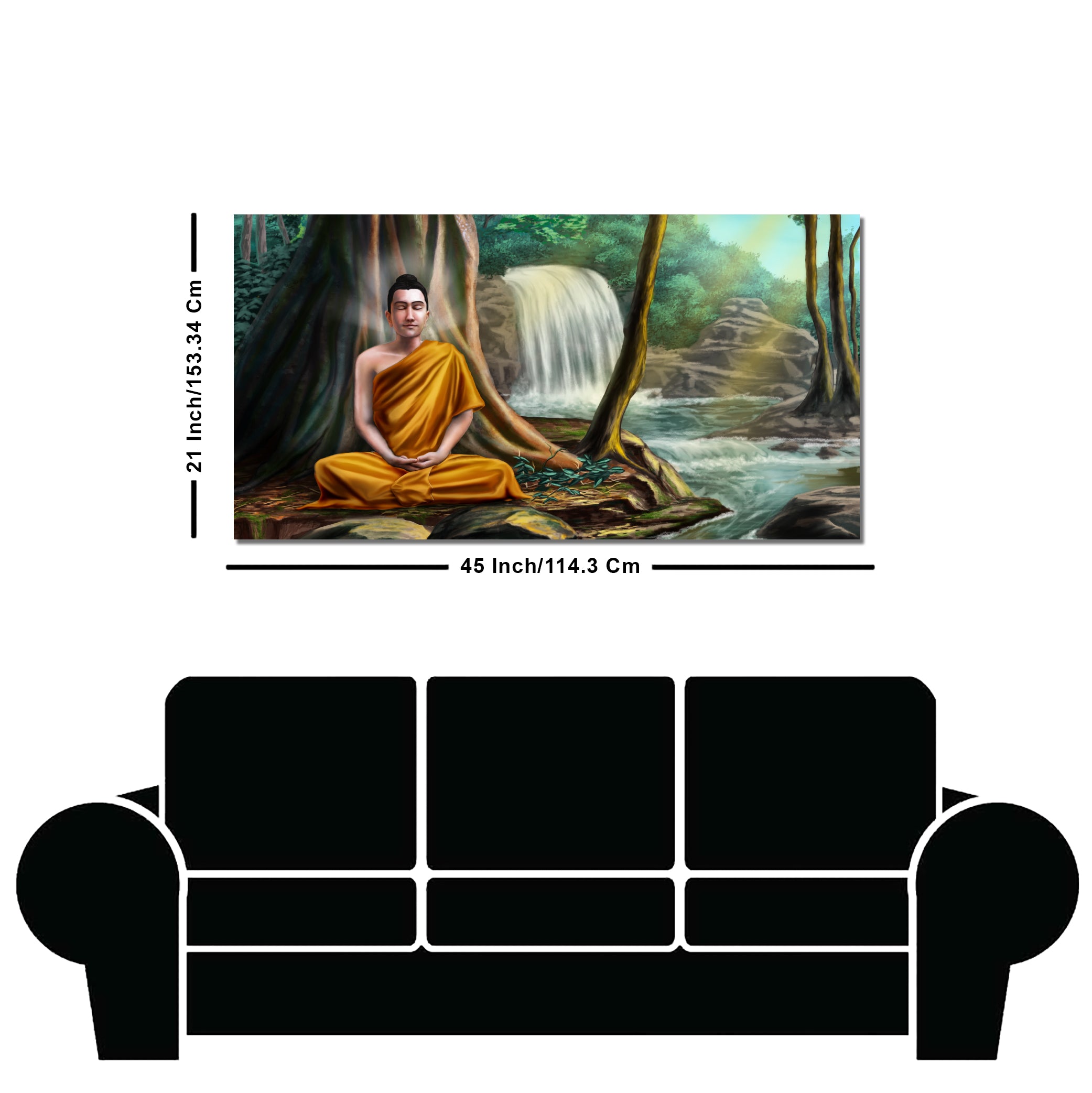 Wall Painting of Lord Buddha with Nature Background