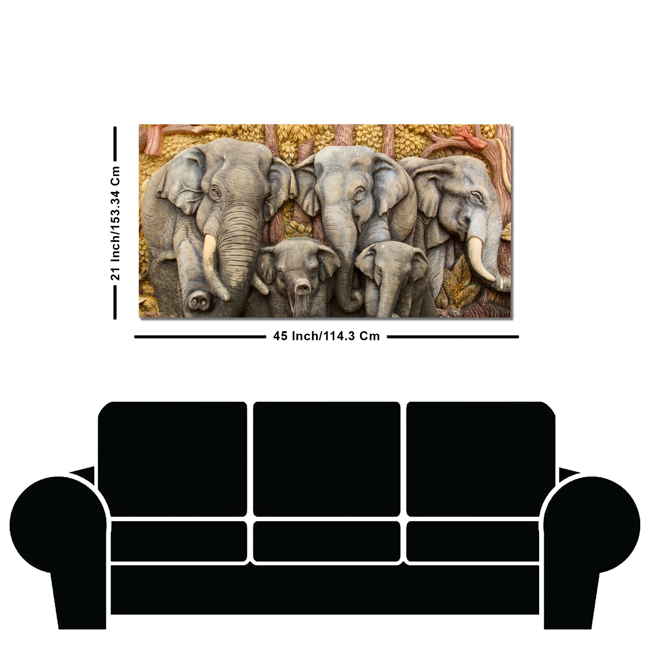 Beautiful Elephant Native Thai style Molding art wall Painting