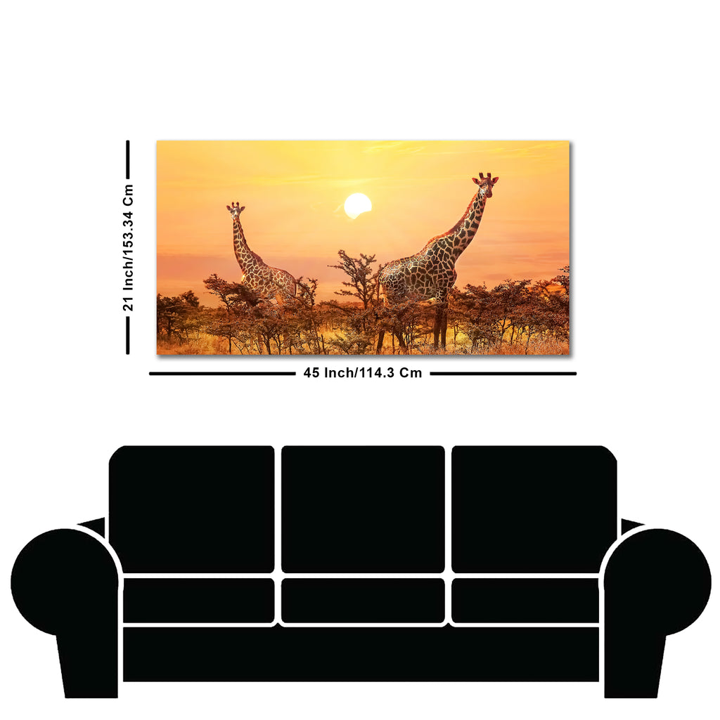 Premium Wall Painting of Giraffes in Sunset