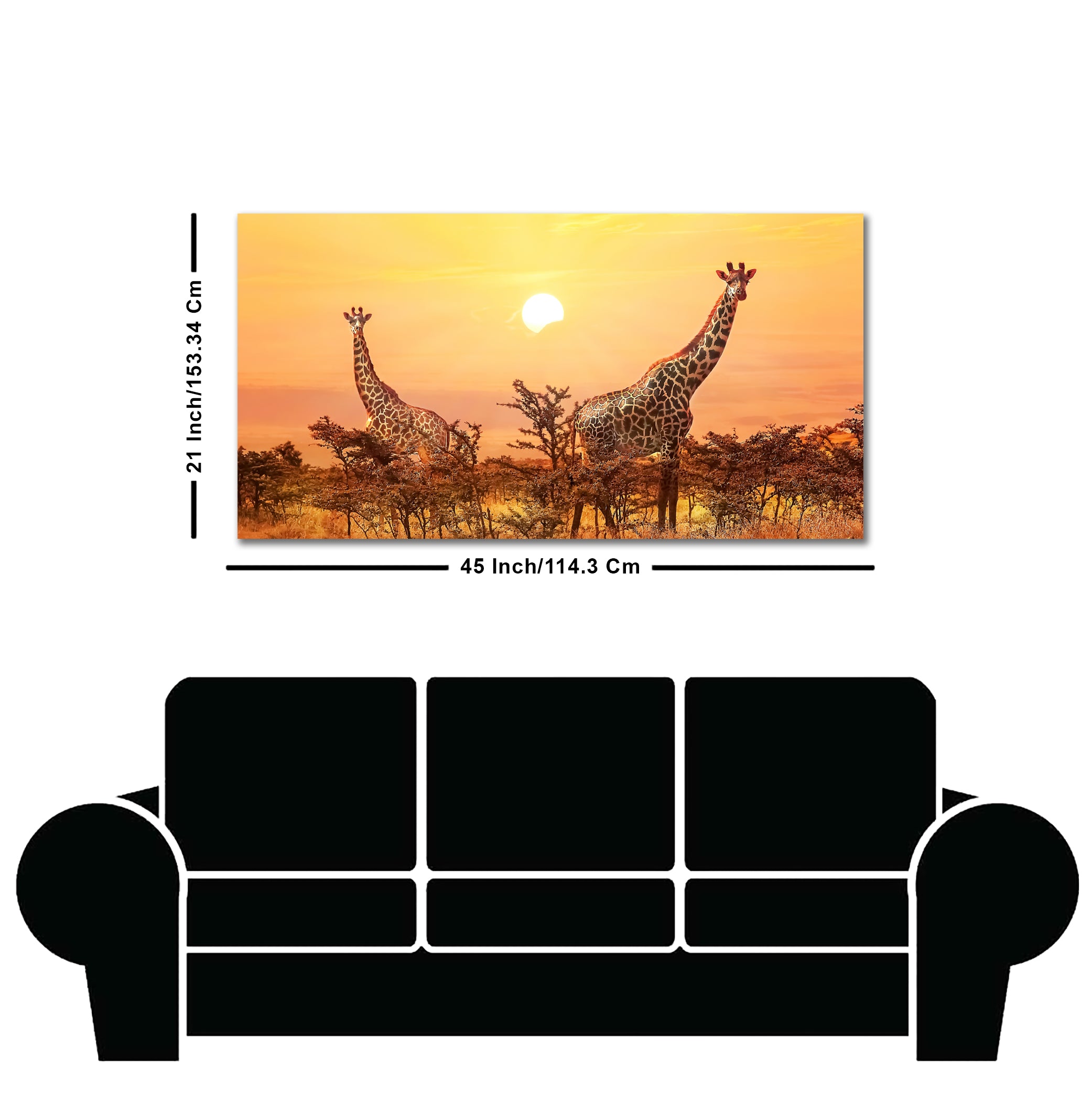 Premium Wall Painting of Giraffes in Sunset