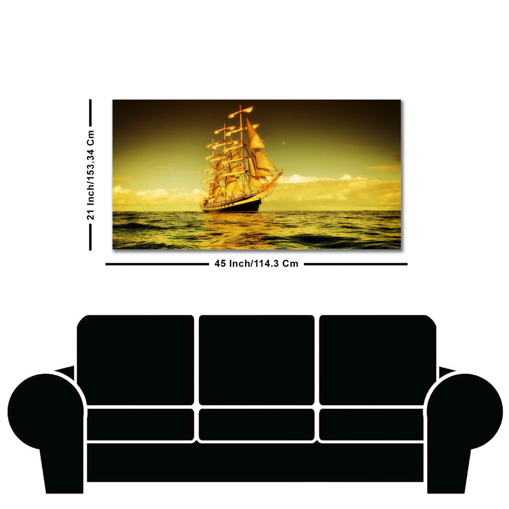 Beautiful Sunset Sailing Ship Wall Painting