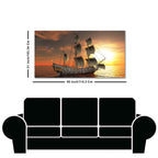 Premium Wall Painting of 3D Sailing Ship in Sunset