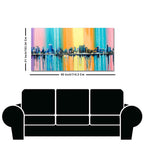 Wall Painting of A Fantasy Coastal city with a Rainbow Background