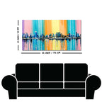 Wall Painting of A Fantasy Coastal city with a Rainbow Background