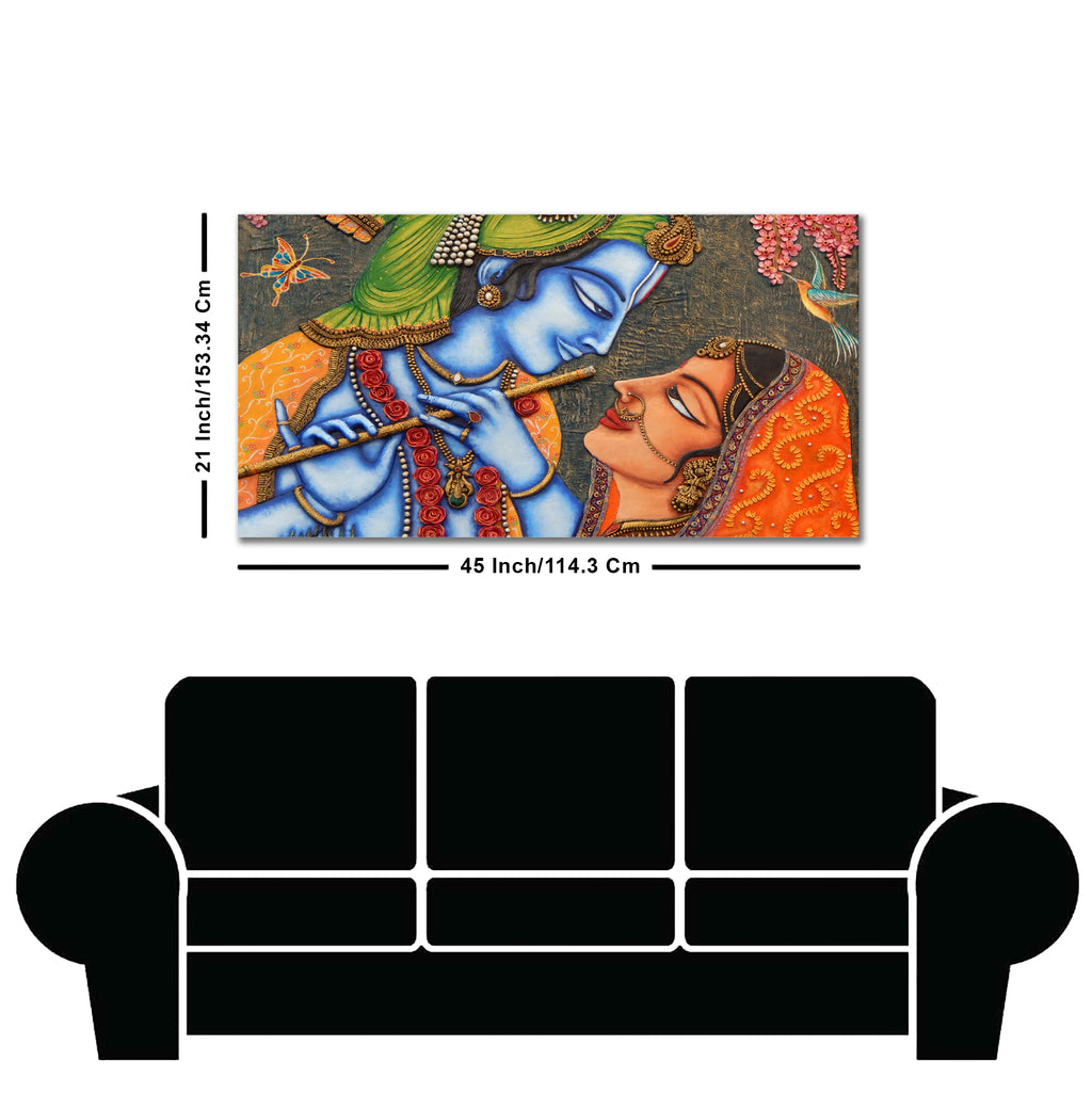 Beautiful Lord Radha Krishna Canvas Big Wall Painting Wall Art