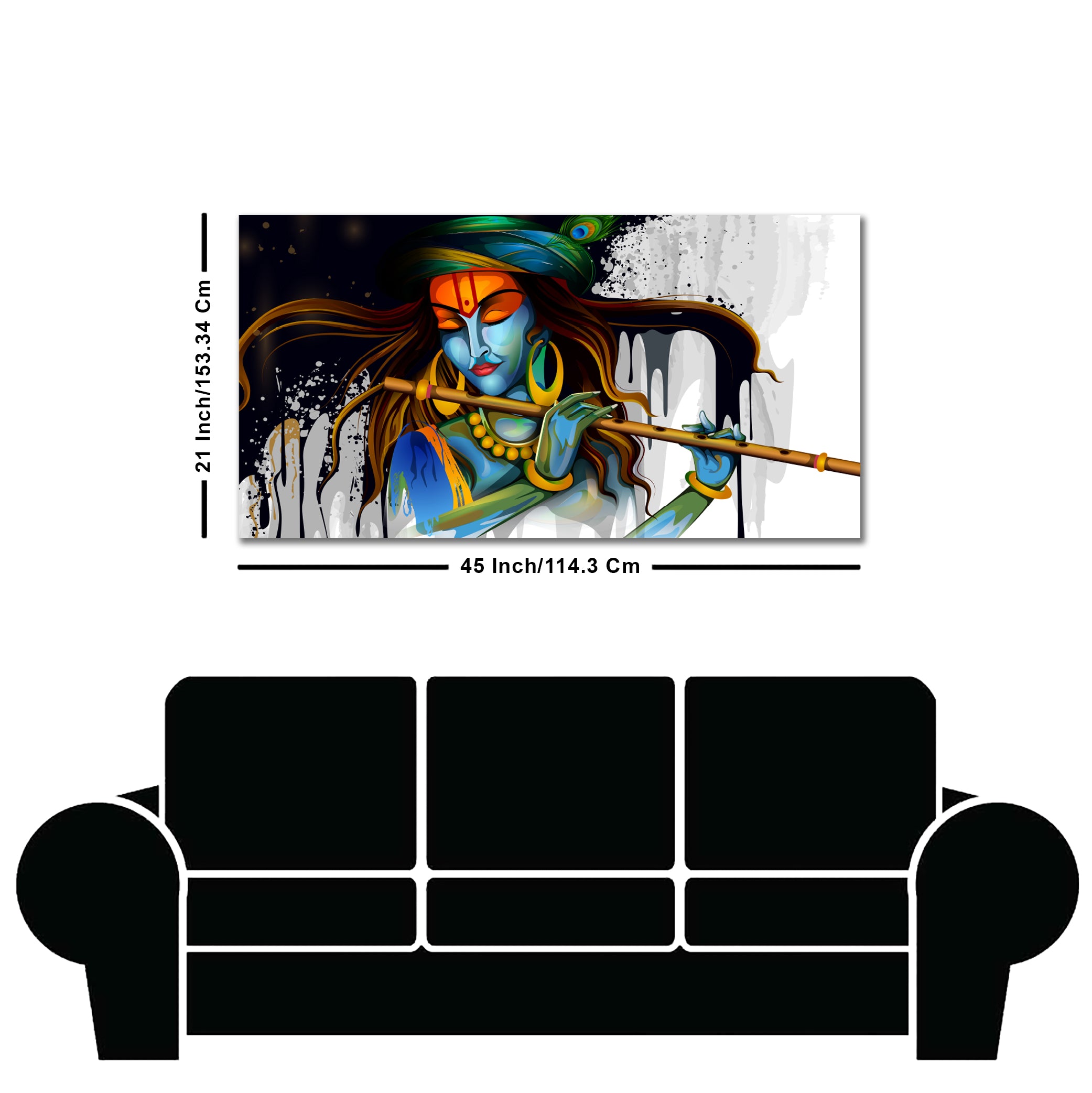 Lord Krishna Playing a Flute Wall Painting