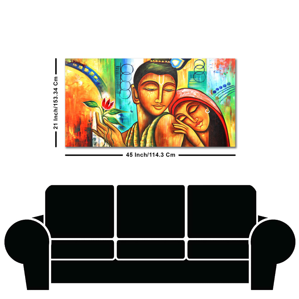 Big Size Canvas Wall Painting of Lord Radha Krishna