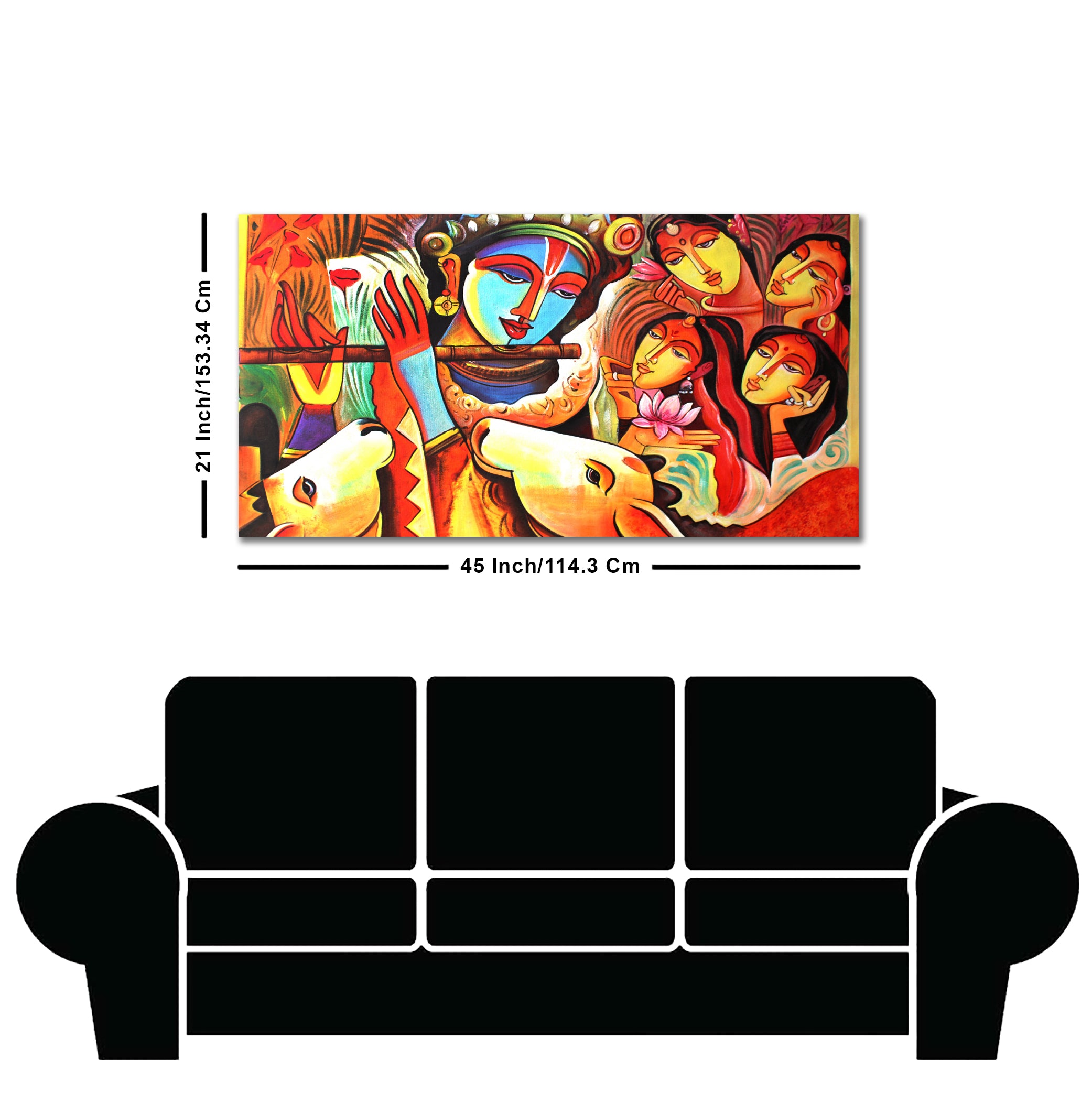 Lord Radha Krishna Decorative Pattern Canvas Big Wall Painting Wall Art