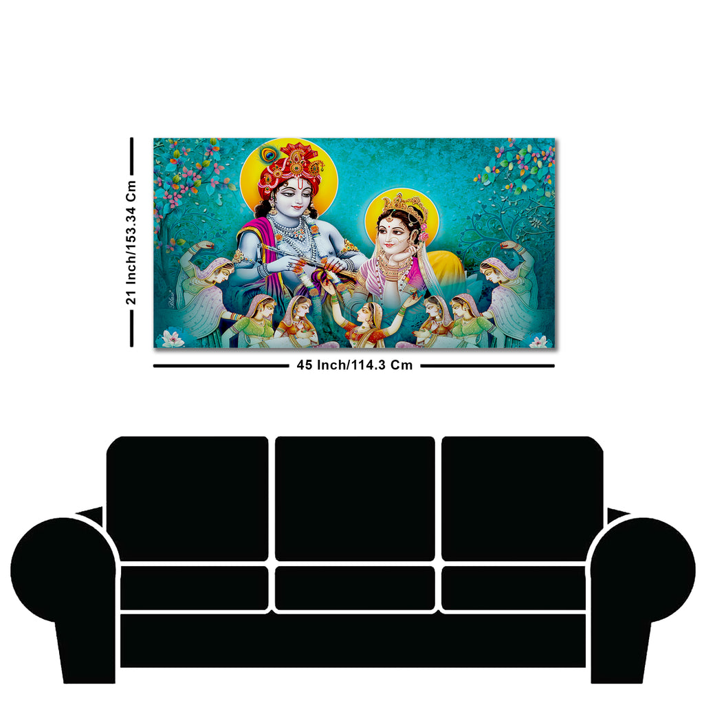 Big Panoramic Radha Krishna Canvas Wall Painting