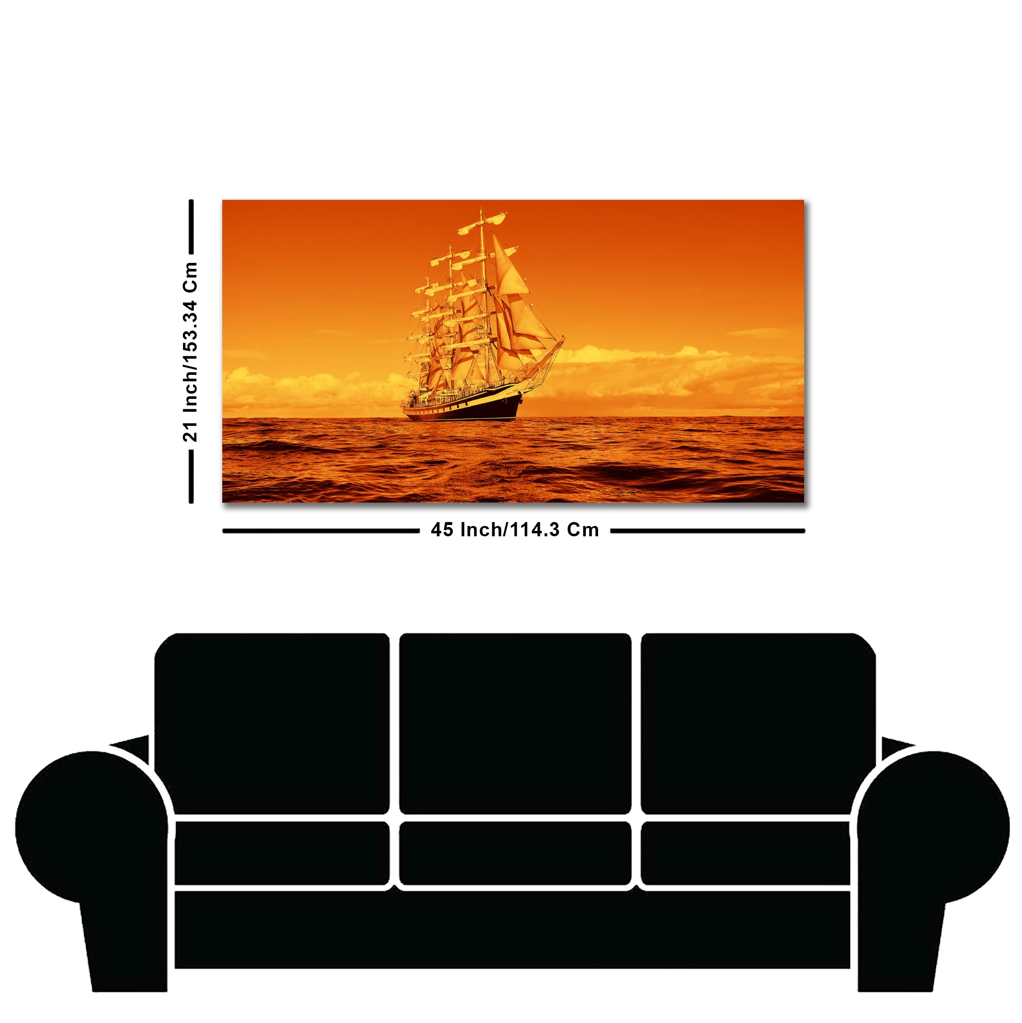 Sailing Ship in a Beautiful Golden Hour Premium Wall Painting
