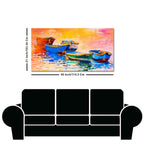 Canvas Wall Painting of The Colorful Boats in Shades of Sunset
