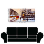 Canvas Wall Painting of Street view of London with Snowfall Background