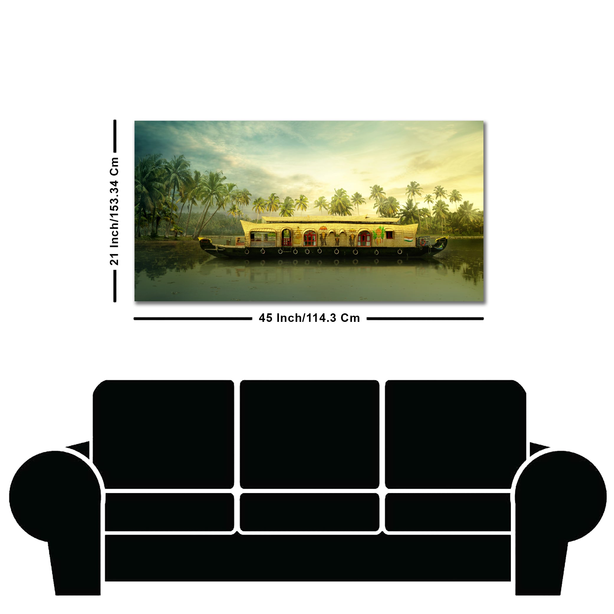 Beautiful House Boat in Kerala Premium Wall Painting