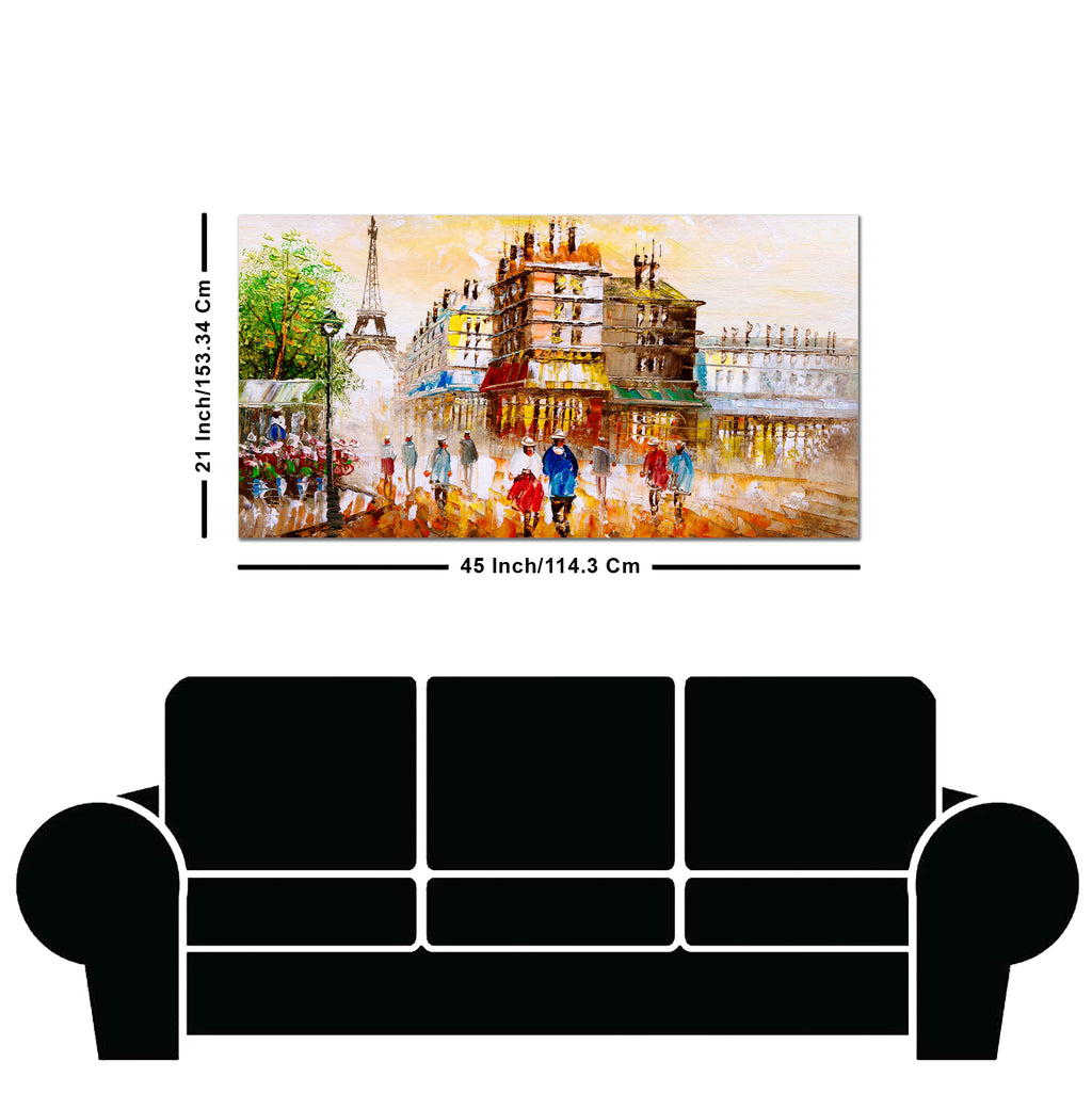 Street View of Paris Premium Wall Painting