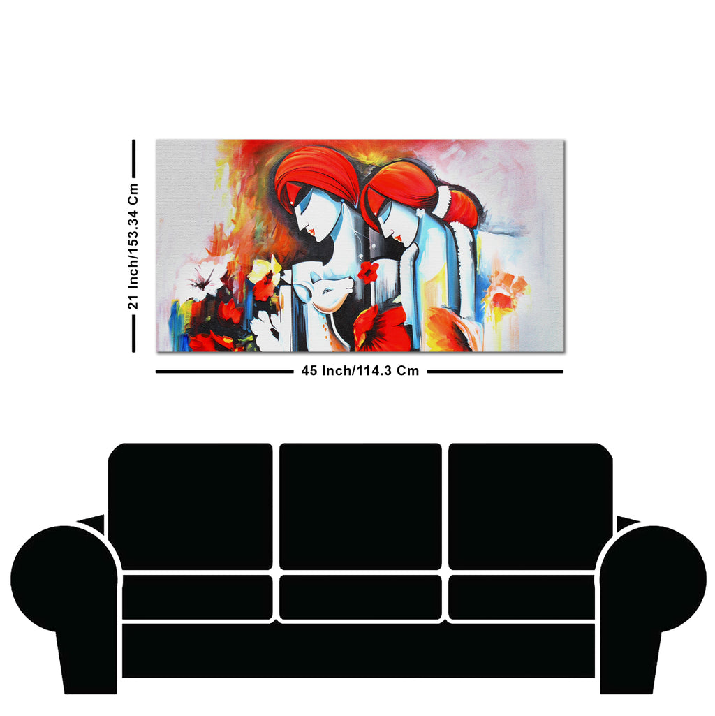 Abstract Art Wall Painting of Radha Krishna