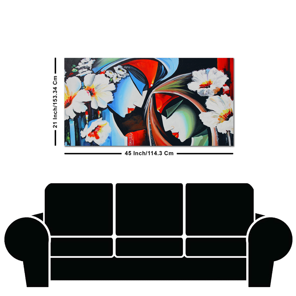 Canvas Wall Painting of Lord Radha Krishna Abstract Pattern
