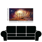 Premium Wall Painting of Jesus Cross with Moon Dark Background