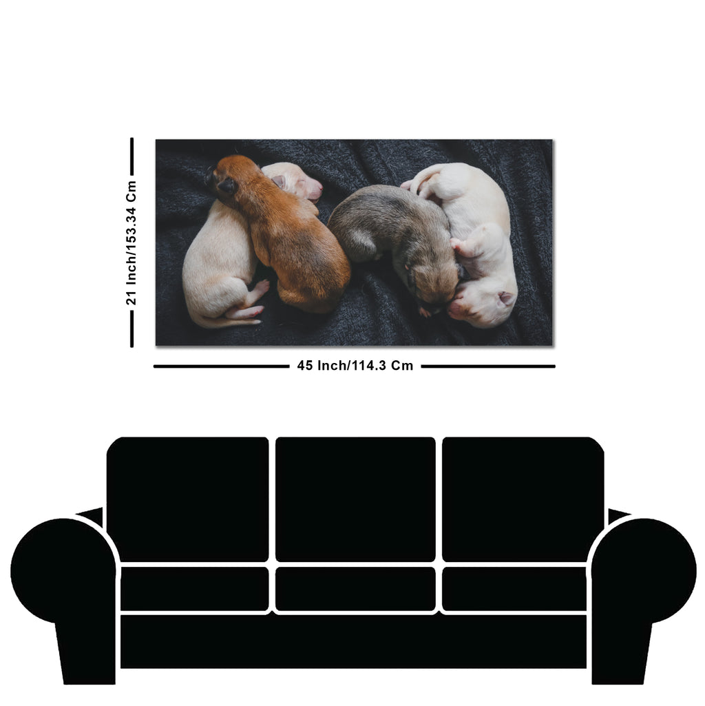 New Born Puppies Premium Canvas Wall Painting