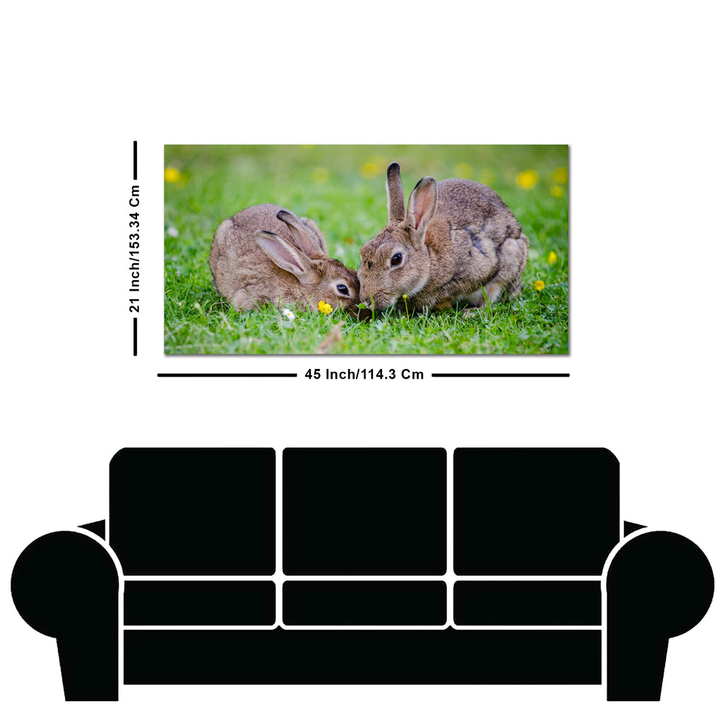 Baby Bunnies in Garden Canvas Wall Painting