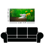 White Bunny in Yellow Flowers Garden Canvas Wall Painting