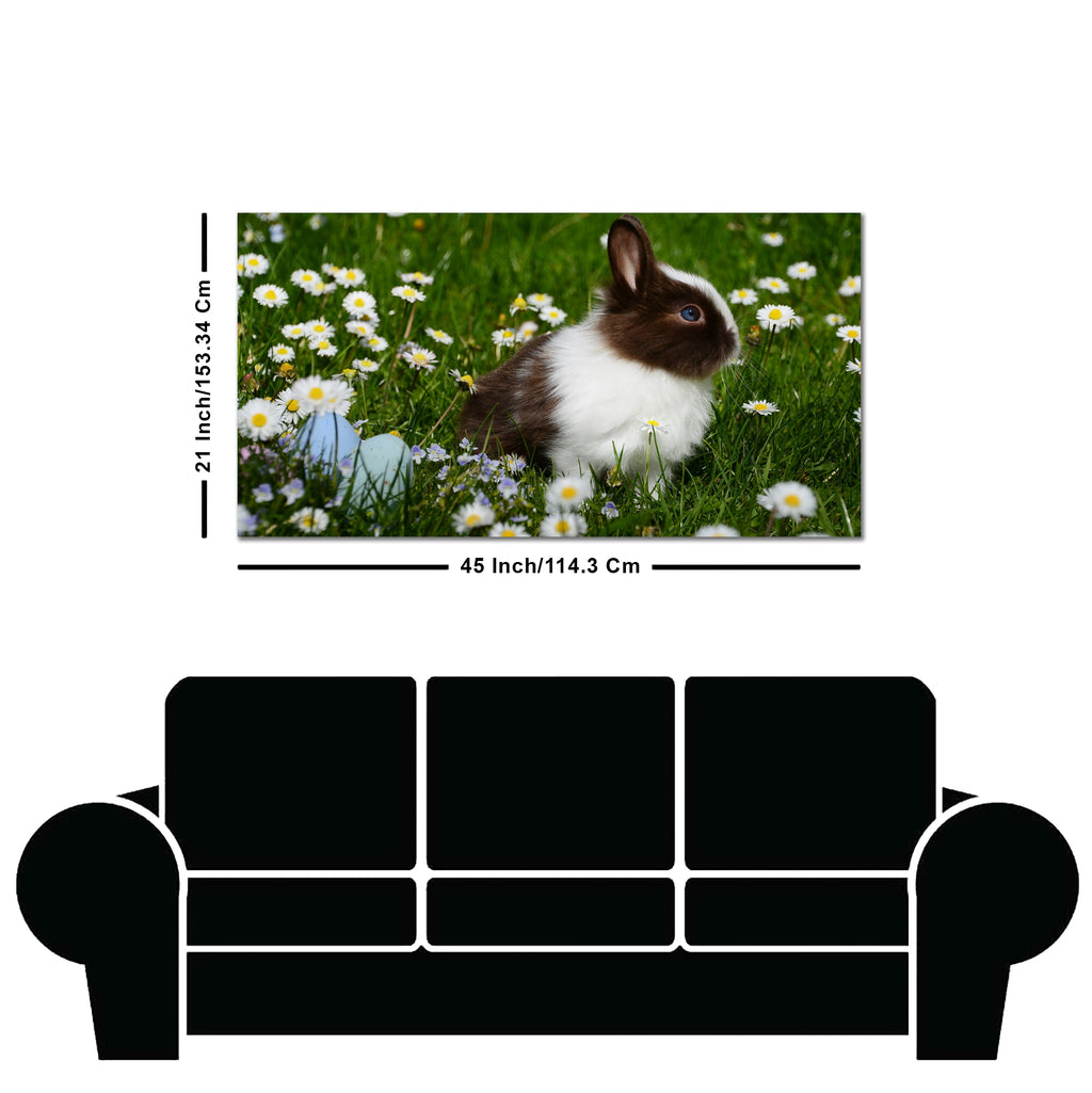 Cute Little White & Brown Bunny Premium Wall Painting