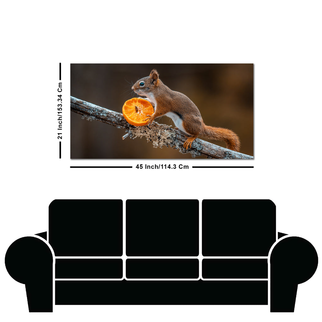 Squirrel on Tree Branch Premium Wall Painting