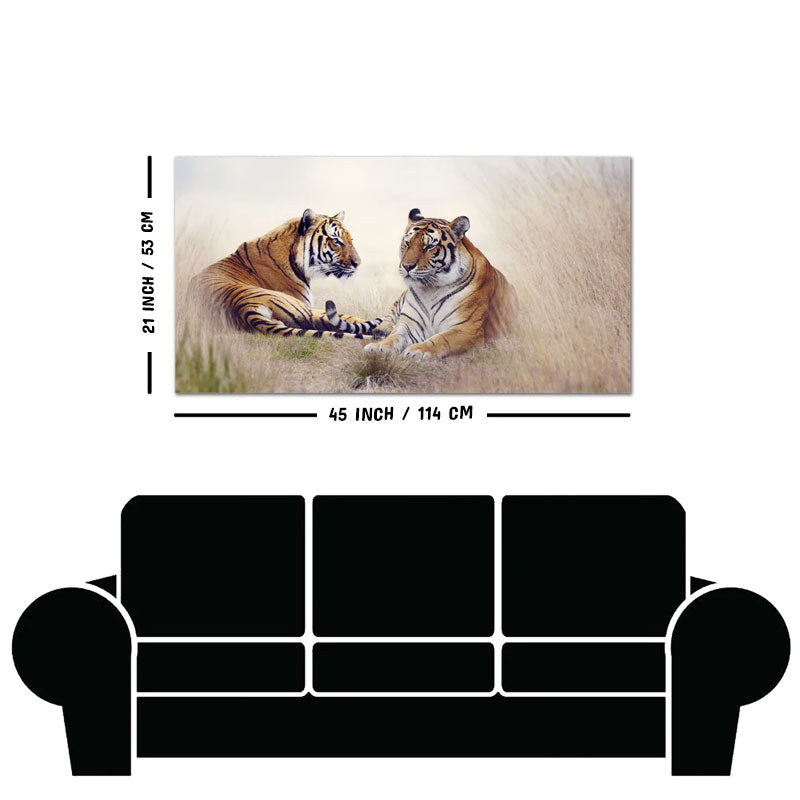 Two Tigers in Forest Premium Canvas Wall Hanging