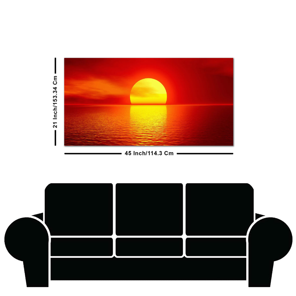 Canvas Wall Painting of Scarlet Sunset Over Ocean