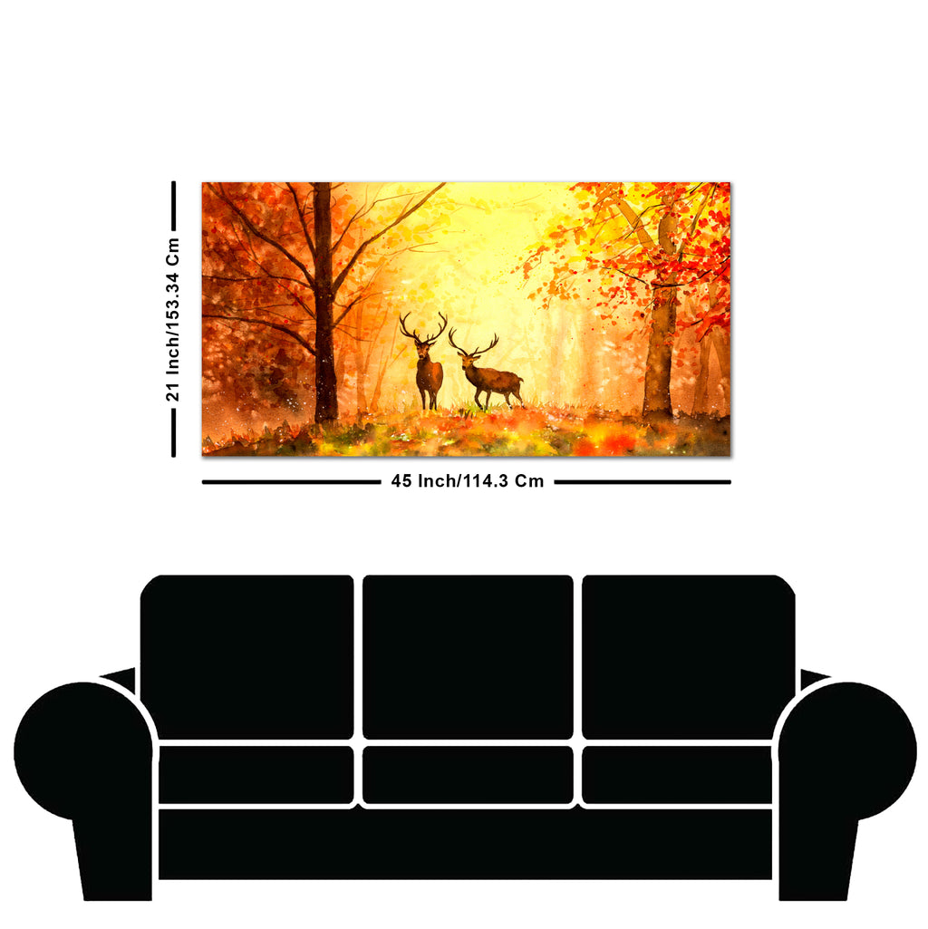 Deer in Autumn Forest Premium Canvas Wall Painting