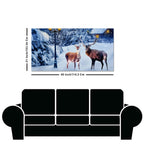 Pair of Red Deer in Snowy Forest Premium Wall Painting