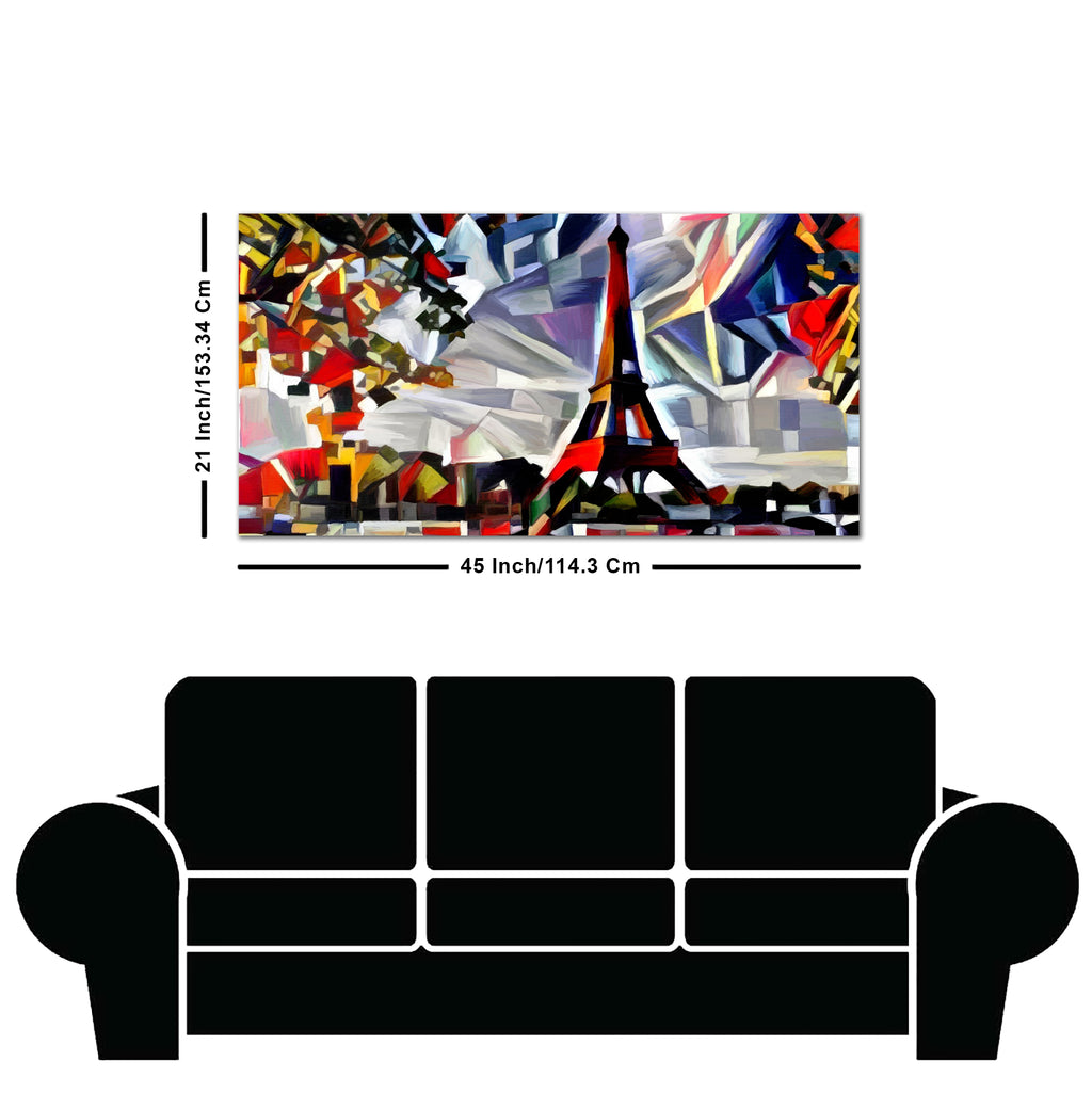 Abstract Art Premium Canvas Painting of Eiffel Tower in Paris