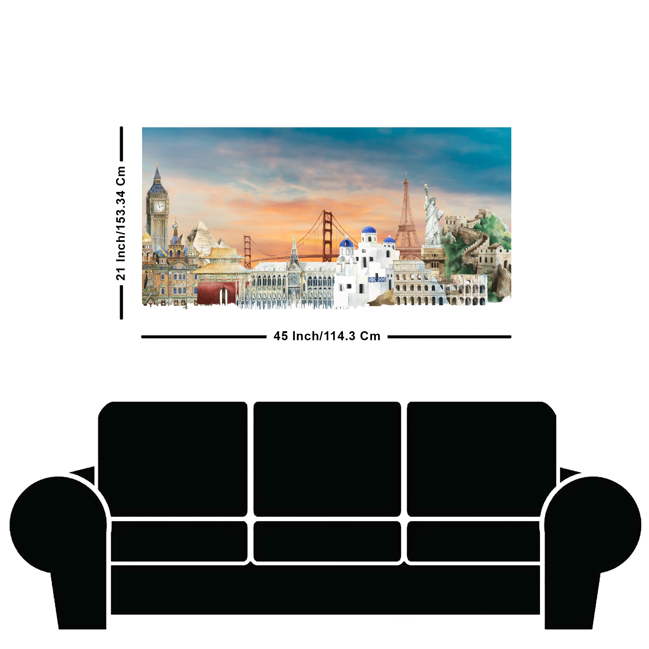 Premium Canvas Wall Painting of Famous Monuments