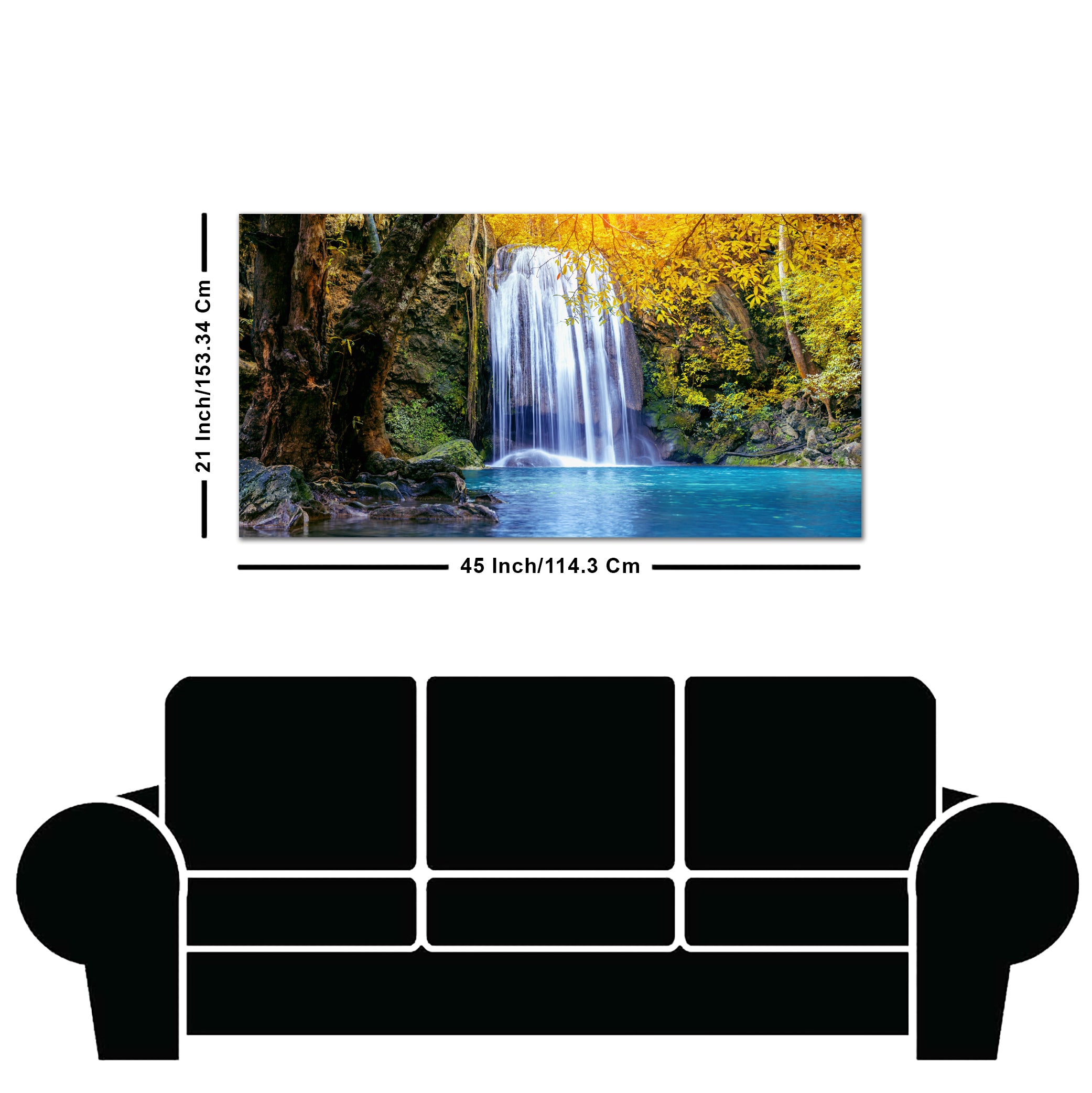 A Beautiful view of Erawan Waterfall Abstract Premium Canvas Wall Painting