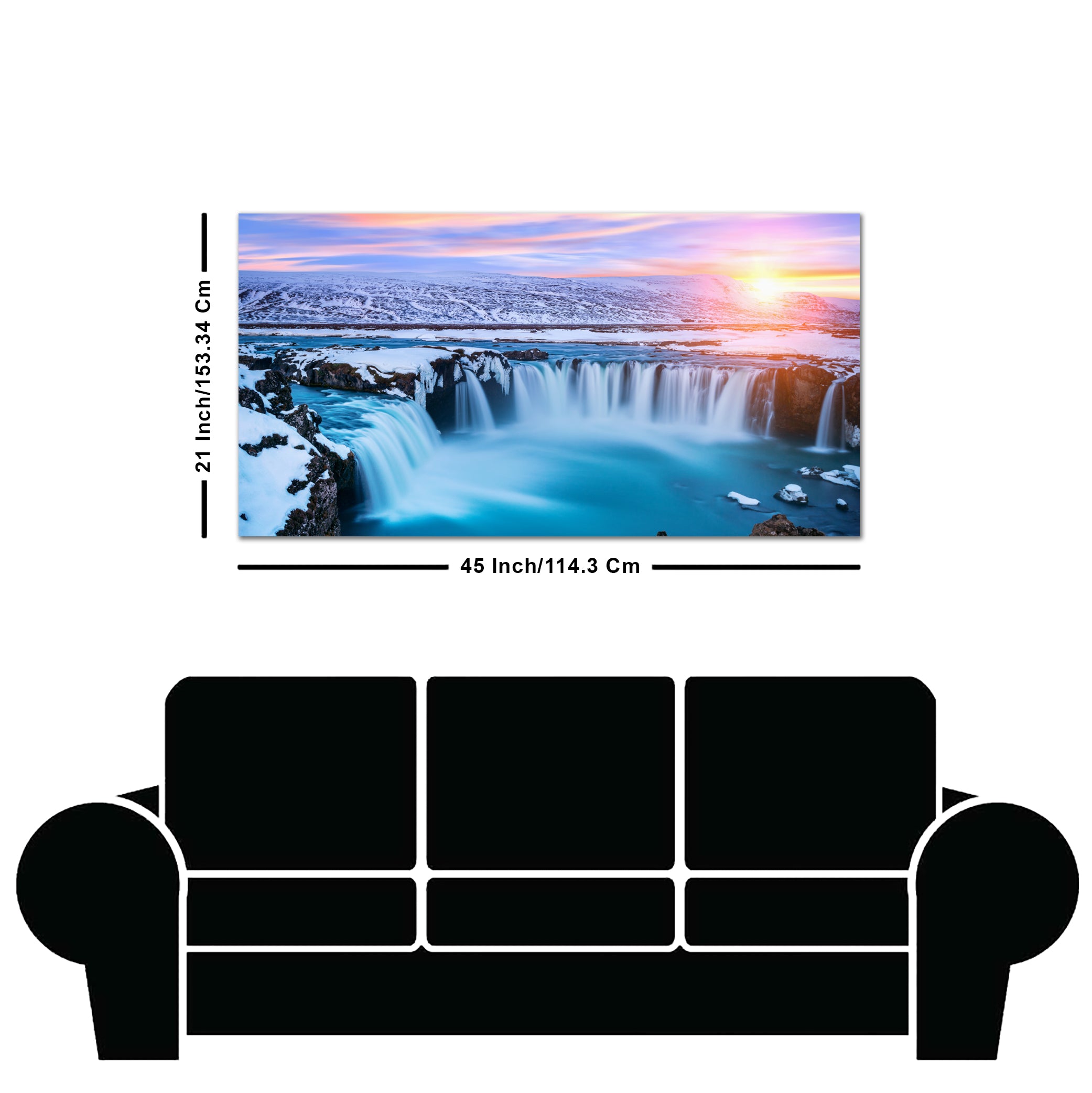 Amazing Godafoss Waterfall in Winter Premium Canvas Wall Painting