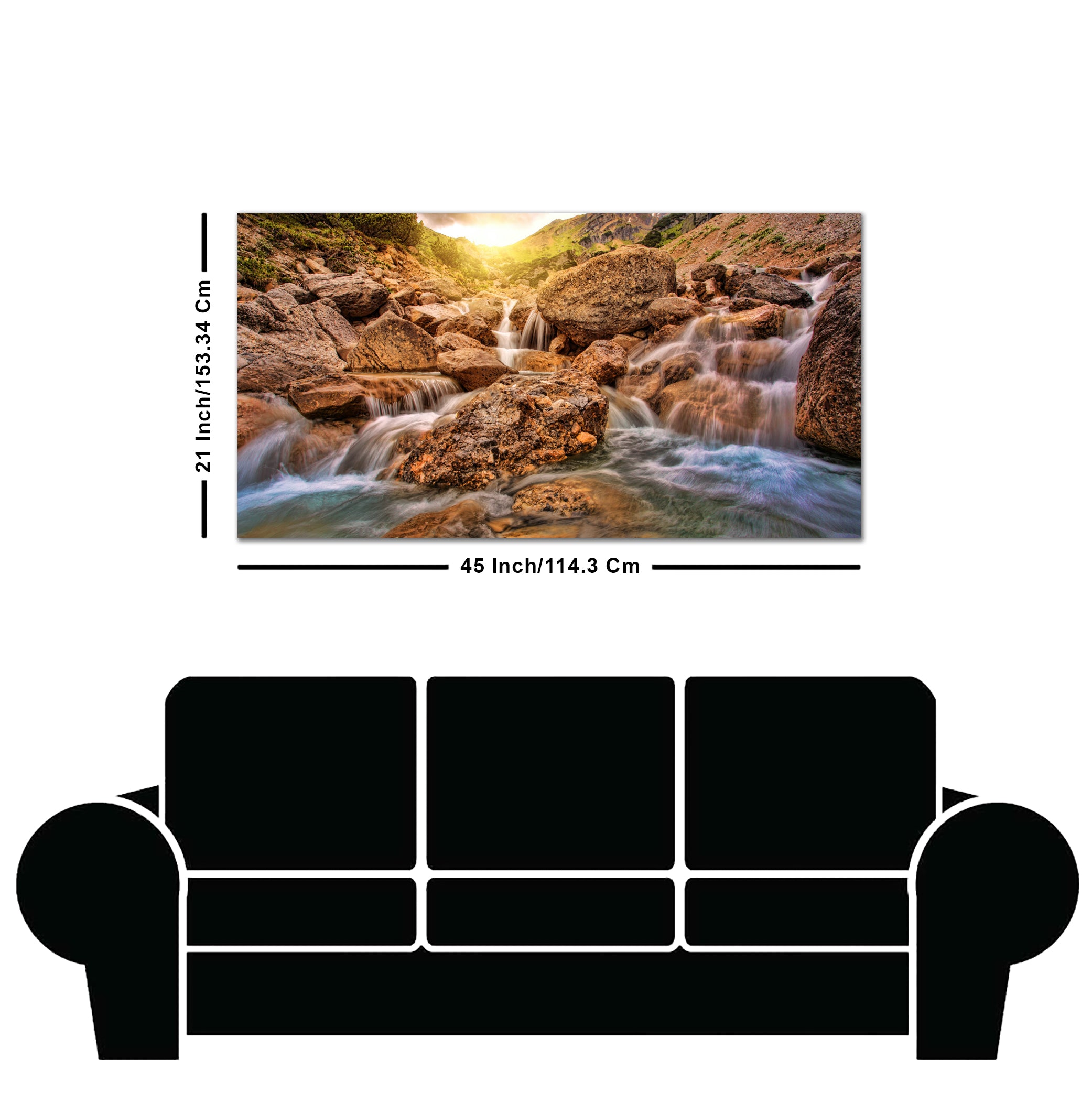 Premium Canvas Wall Painting of Waterfall at Sunrise