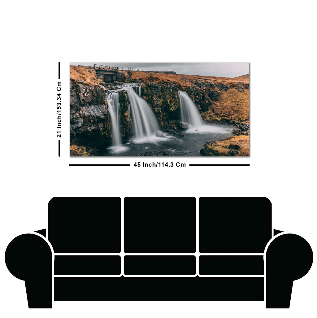 Panoramic Canvas Wall Painting of Amazing Waterfall in Iceland