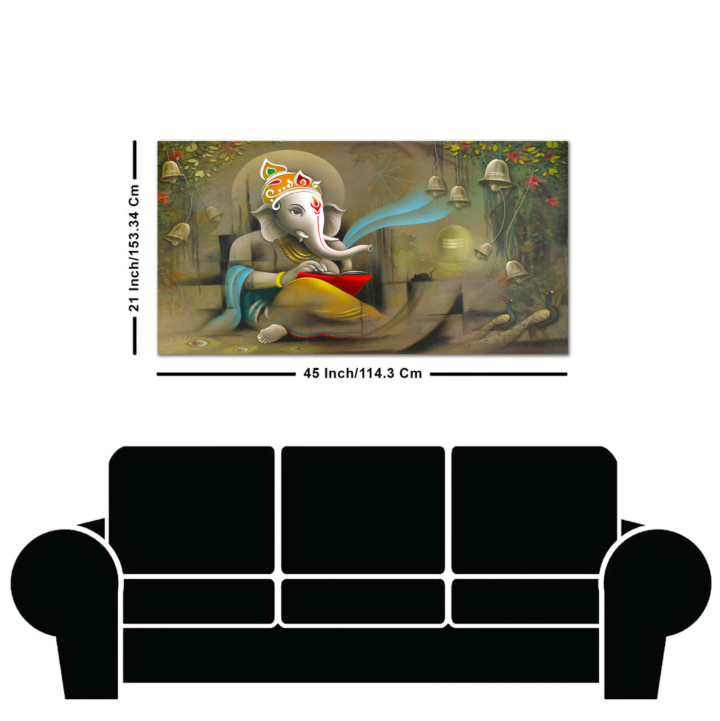 Auspicious Lord Ganpati Ganesha Canvas Wall Painting
