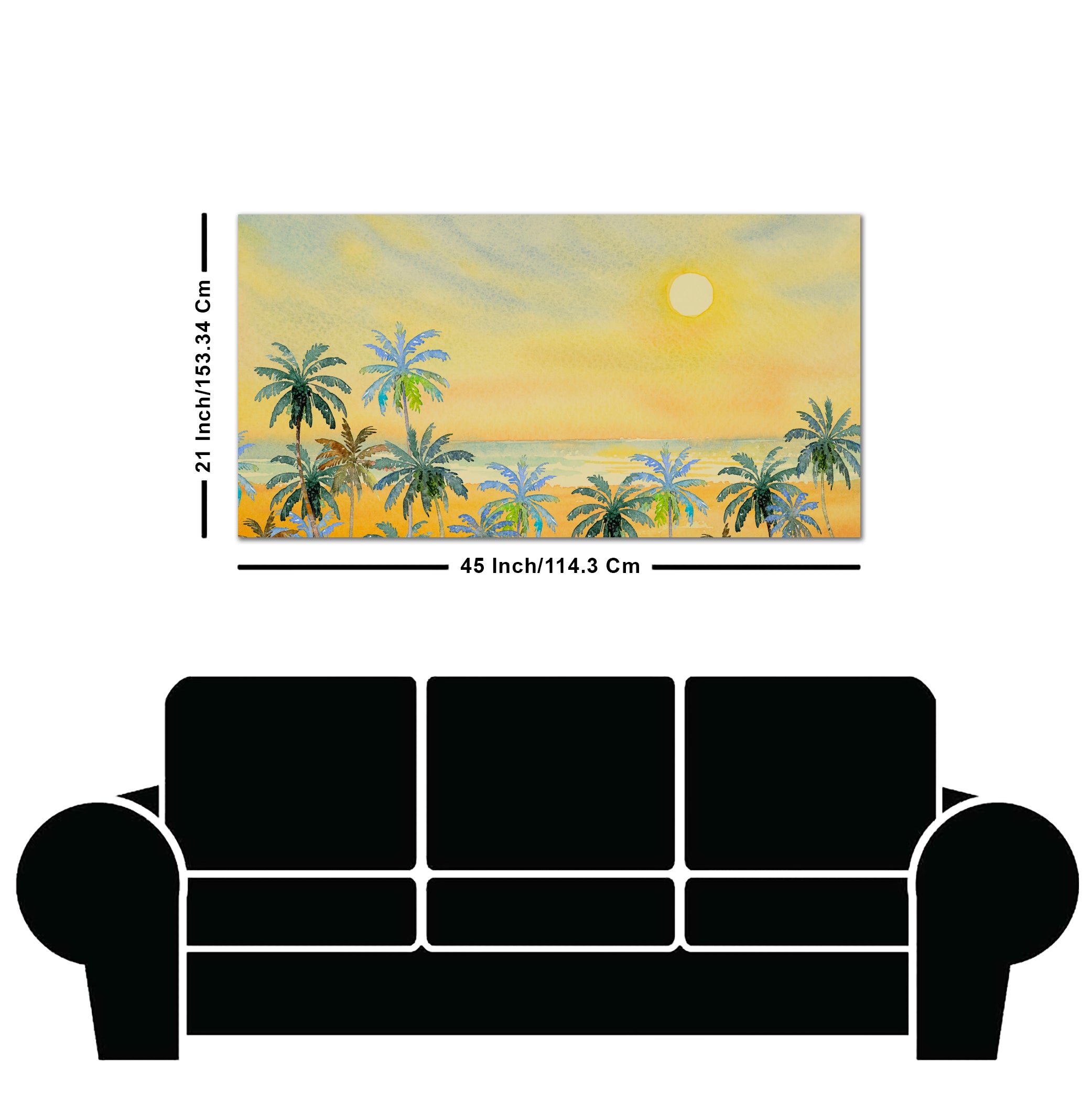 Premium Canvas Wall Painting of Palm Trees on Beach