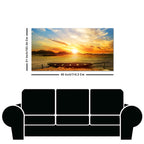Beautiful Canvas Wall Painting of Boat on Beach & Sunset