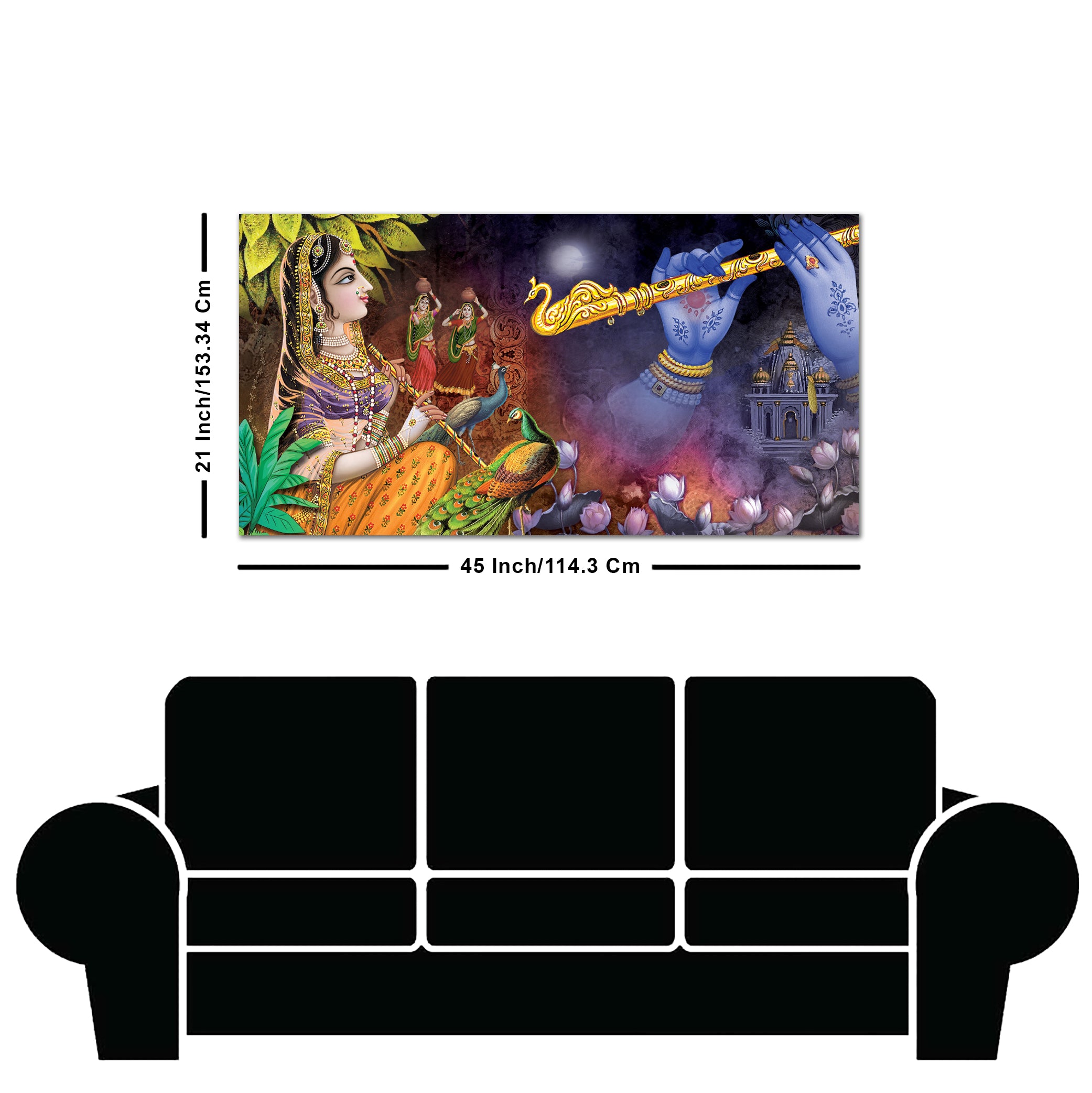 Premium Canvas Wall Painting of Radha Thinking About Shri Krishna