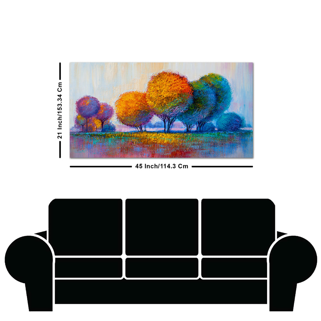 Premium Canvas Wall Painting of Beautiful Colorful Trees