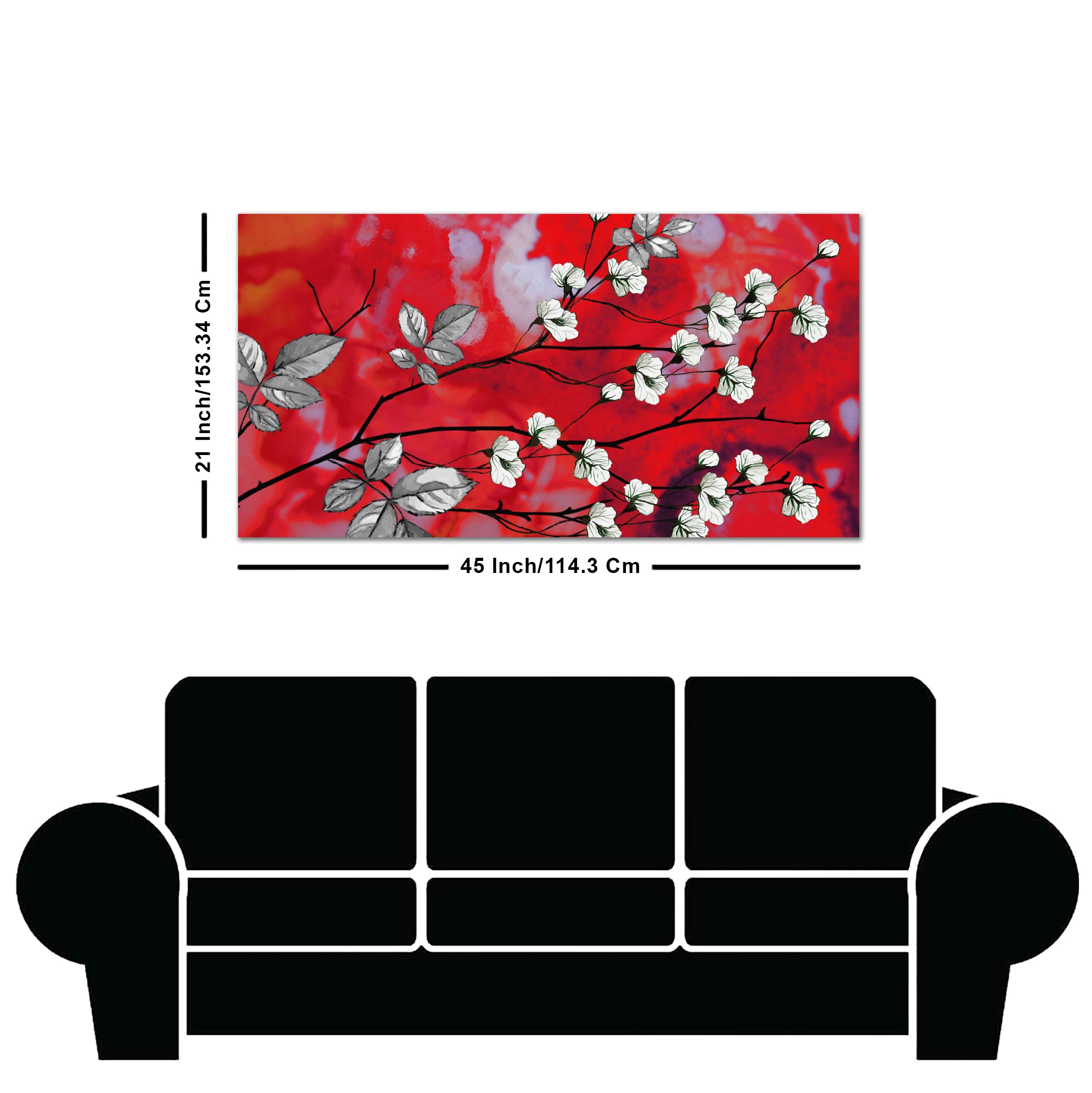 Premium Canvas Abstract Art Painting of White Flowers