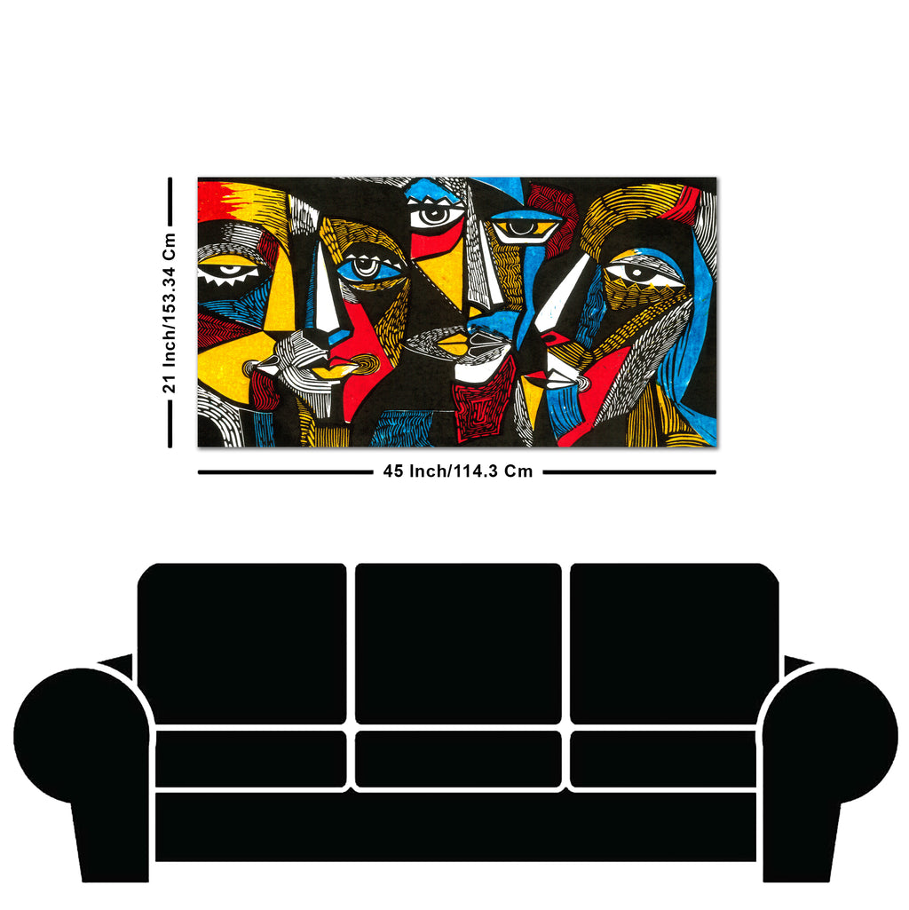 Colorful Abstract Faces Premium Canvas Wall Painting