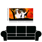 A Pair of Giraffe under a Tree in Sunset Canvas Wall Painting