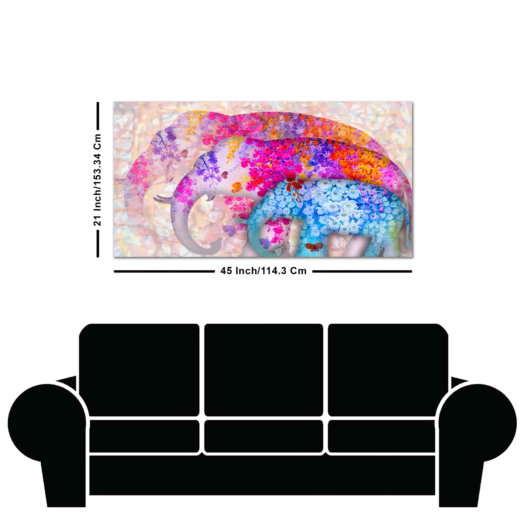 Three Abstract Art Elephants Canvas Wall Painting
