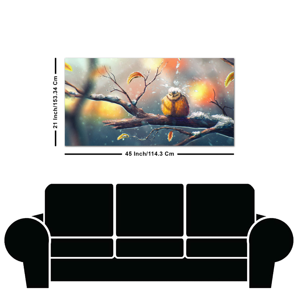 Canvas Wall Painting of Bird in Winters